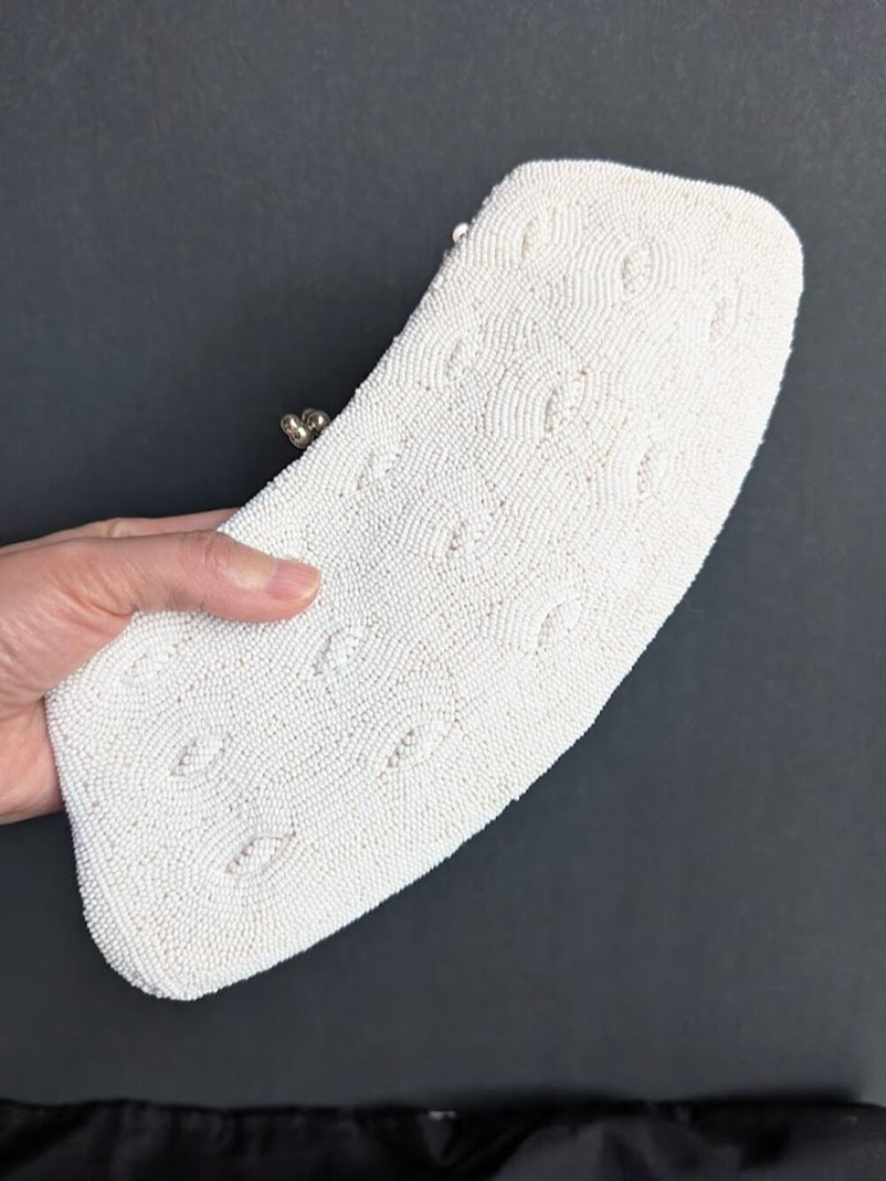 Vintage Hand Beaded Evening Purse 1950’s All White Made In Japan